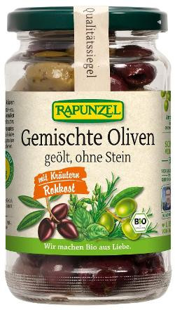 Produktfoto zu Oliven gemischt mit Kräutern, ohne Stein geölt