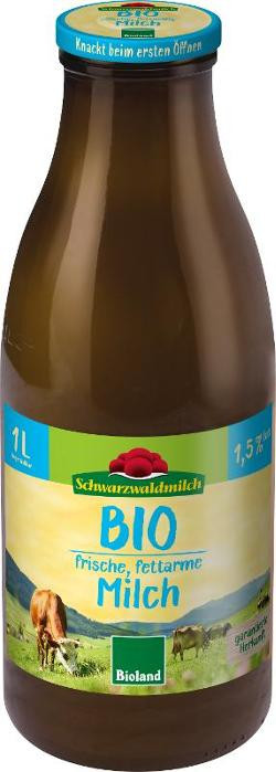 Produktfoto zu frische fettarme Milch 1,5% - 1l Glas